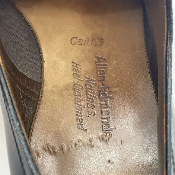 Vtg Allen Edmonds Size 10.5 C Cadiff Black Leather Oxfords Lace Up Dress Shoes
