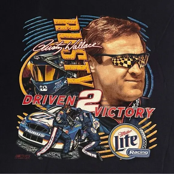 VTG Chase Authentics Rusty Wallace Driven 2 Victory Graphic Tee Shirt / Size XXL