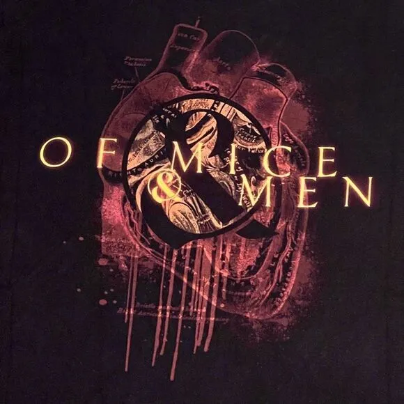 •VTG• Of Mice &amp; Men Double Sided Black Graphic Tee Shirt / Size L