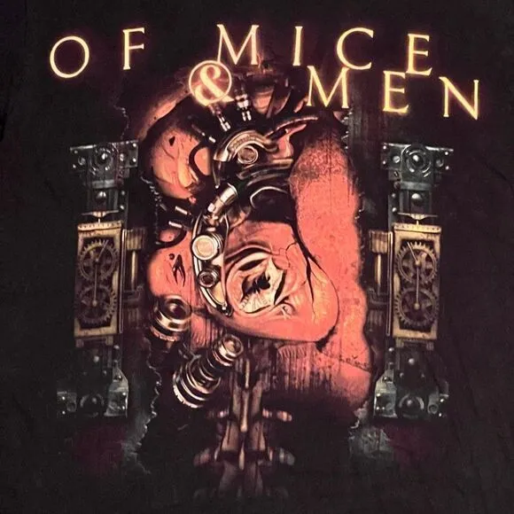 •VTG• Of Mice &amp; Men Double Sided Black Graphic Tee Shirt / Size L