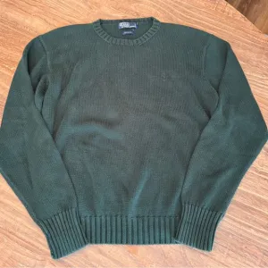 Vtg Polo by Ralph Lauren Green Cotton Crewneck Knit Sweater XL
