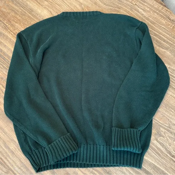 Vtg Polo by Ralph Lauren Green Cotton Crewneck Knit Sweater XL