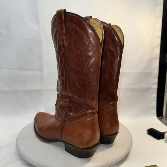 VTG ROPER Brand Western Boots Cognac Brown Handmade in MEXICO 10EE