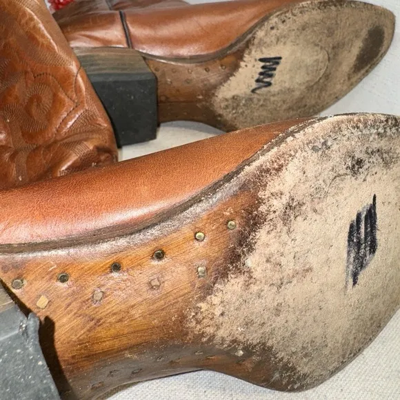 VTG ROPER Brand Western Boots Cognac Brown Handmade in MEXICO 10EE