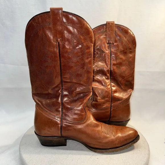 VTG ROPER Brand Western Boots Cognac Brown Handmade in MEXICO 10EE