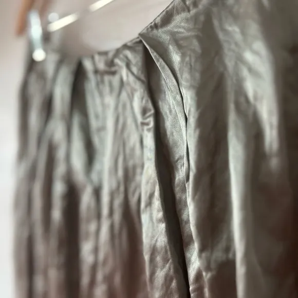 VTG silvery green Left of Center skirt sz 2 cotton/poly skirt bow sheer flowers