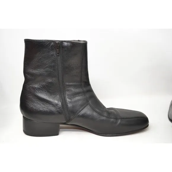 VTG Stuart McGuire Side Zip Mens Leather Ankle Boots Black Size 10.5 B 60339