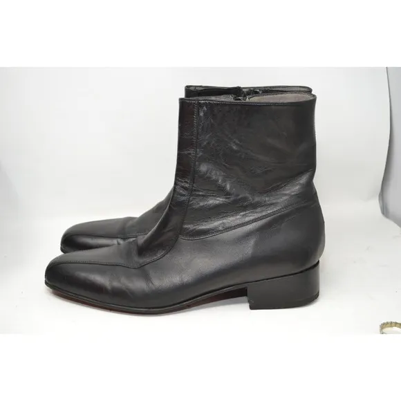 VTG Stuart McGuire Side Zip Mens Leather Ankle Boots Black Size 10.5 B 60339