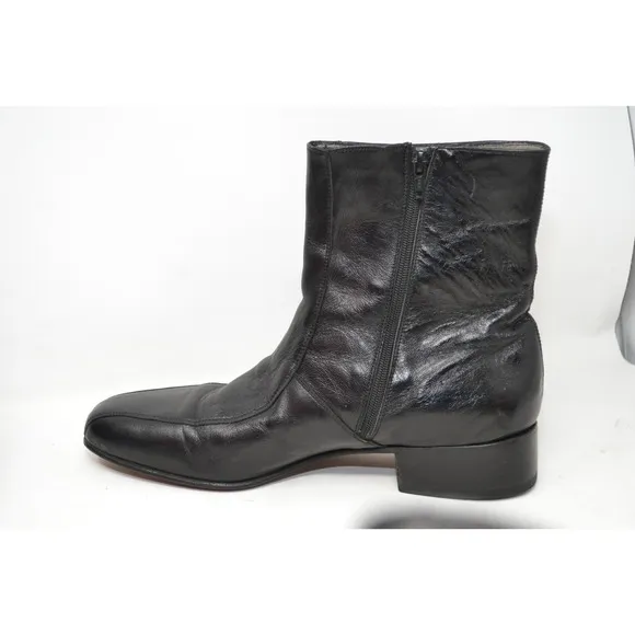 VTG Stuart McGuire Side Zip Mens Leather Ankle Boots Black Size 10.5 B 60339
