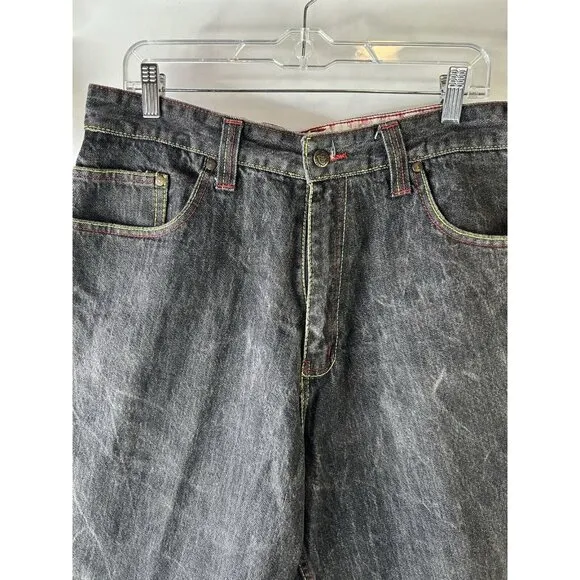 VTG Y2K COOGI Sneaker Shoes Stitched Baggy Denim Jean Shorts Jorts