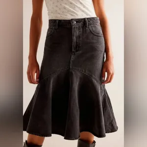 We The Free by Free People Women's Fishtail Denim Skirt Sz 27