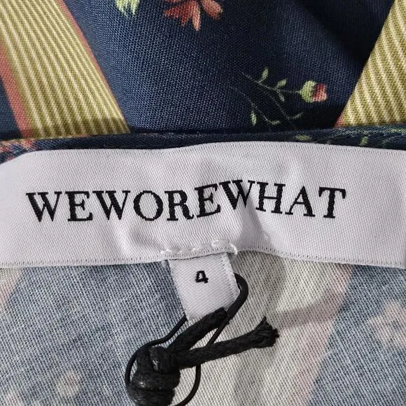 WeWoreWhat Deep Storm Floral Stripe Asymmetrical Midi Skirt Size 4 | Chic Style