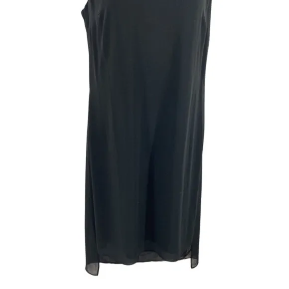 WHBM Black Embellished Neck Black Woven Overlay Dress E16