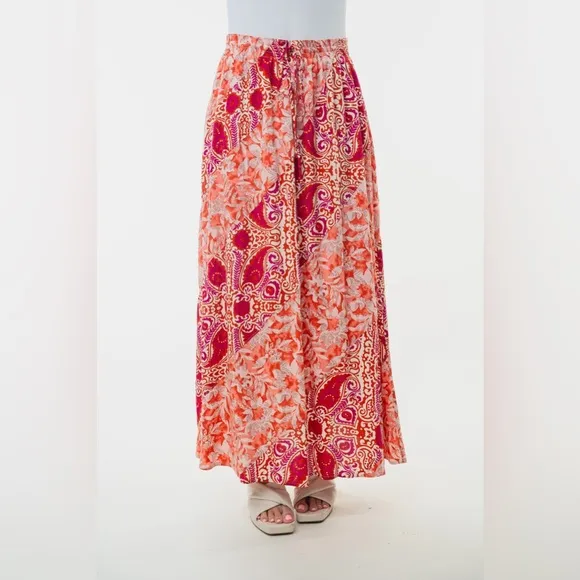 White Birch High Waisted Floral Woven Skirt