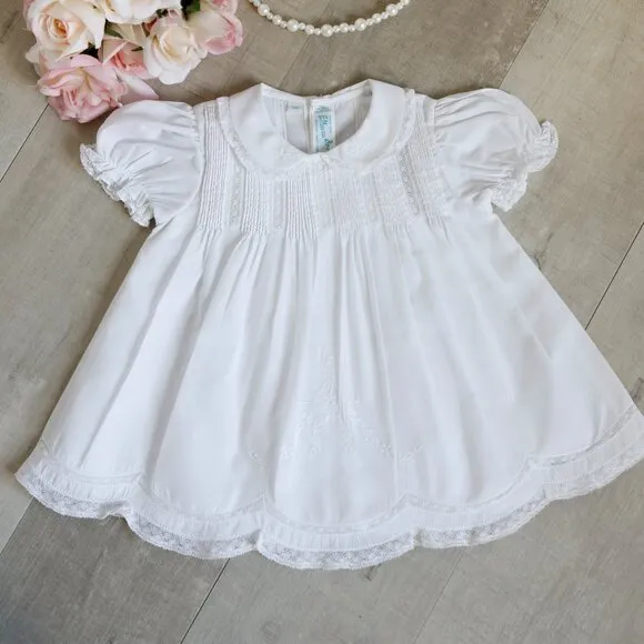 White Heirloom Receiving Blanket Embroidery Lace Inlay Feltman Brother NWT