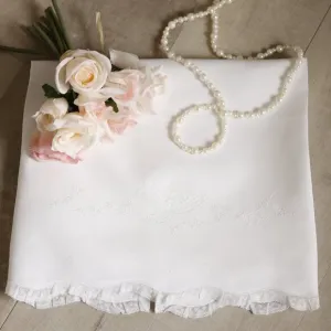 White Heirloom Receiving Blanket Embroidery Lace Inlay Feltman Brother NWT