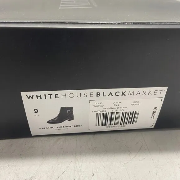 White House Black Market Napa Buckle Short Booties – Women’s Size 9 – Black Leat