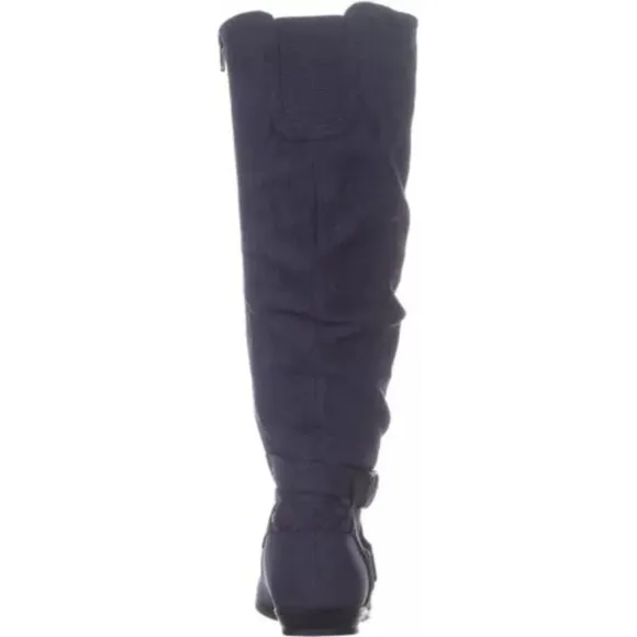 White Mountain Fairfield Women Blue Leather Almond Toe Mid-Calf Fashion Boot 5.5