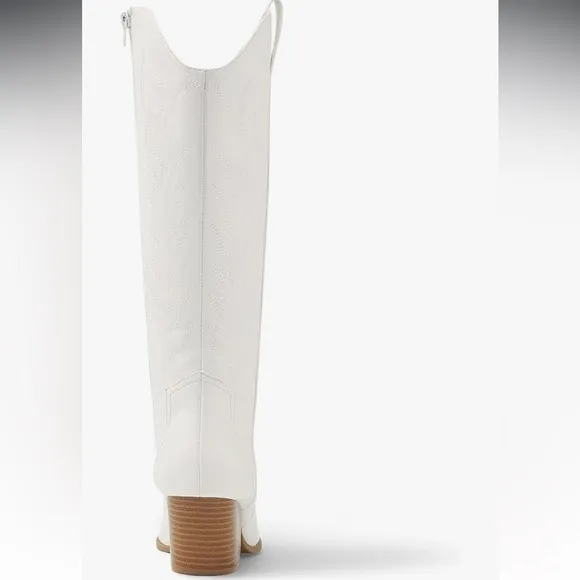 White Western-Style zip up Women's Boots