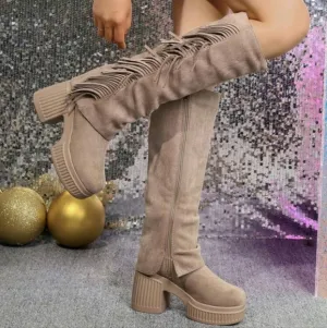 Women Thick Heel Fashion Over-The-Knee Boots,Loose Shaft, Comfortable Long Boots