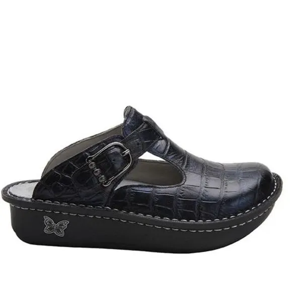 Women’s ALGERIA Classic embossed Croco Shoes clogs leather size 38 8 8.5
