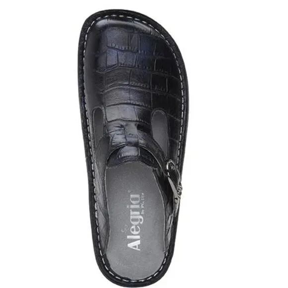 Women’s ALGERIA Classic embossed Croco Shoes clogs leather size 38 8 8.5