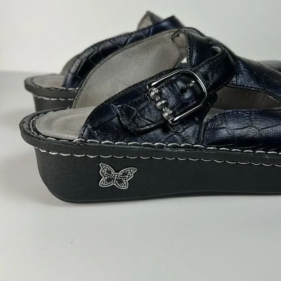 Women’s ALGERIA Classic embossed Croco Shoes clogs leather size 38 8 8.5