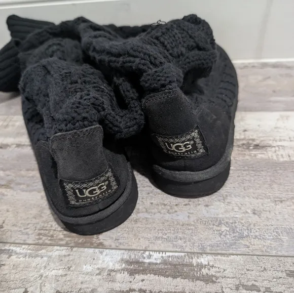 Women's Black Knit Knee-High Boots