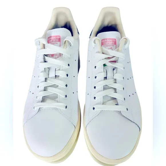 Women’s Classic White Adidas Stan Smith Floral Sneakers Sz 8.5 NEW!