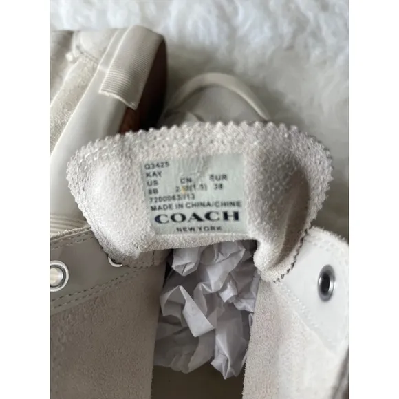 Women's COACH Kay Gray High Top Suede Sneakers Shoes Size 8B