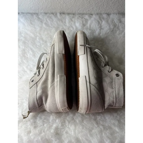 Women's COACH Kay Gray High Top Suede Sneakers Shoes Size 8B
