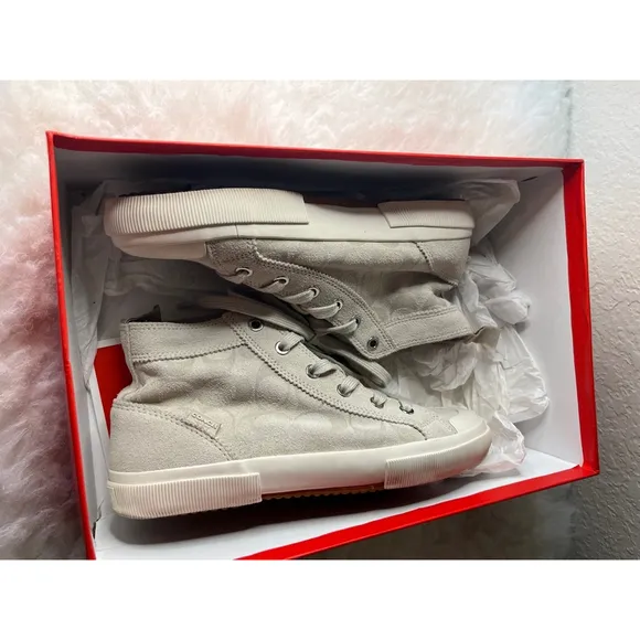 Women's COACH Kay Gray High Top Suede Sneakers Shoes Size 8B