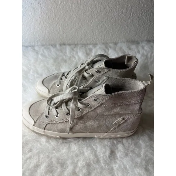 Women's COACH Kay Gray High Top Suede Sneakers Shoes Size 8B