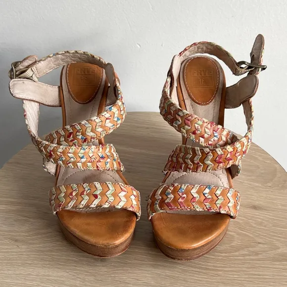Women's Frye Wedge Sandals Brown Multi Size Unknown