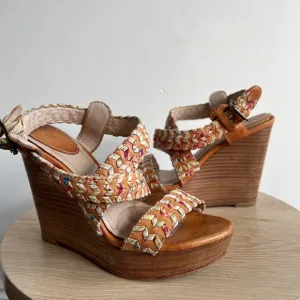 Women's Frye Wedge Sandals Brown Multi Size Unknown