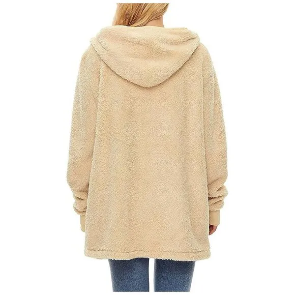 Women's Fuzzy Hoodies Sport Pullover Hoodie Z Cardigan Khaki