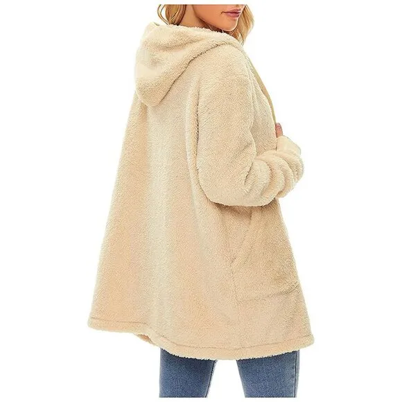 Women's Fuzzy Hoodies Sport Pullover Hoodie Z Cardigan Khaki