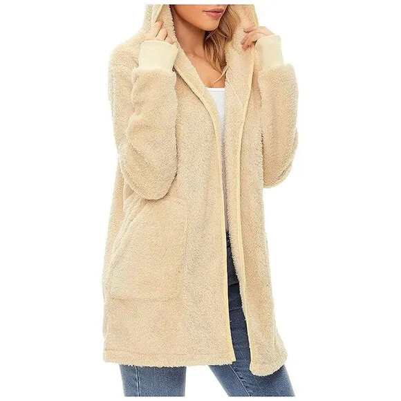 Women's Fuzzy Hoodies Sport Pullover Hoodie Z Cardigan Khaki