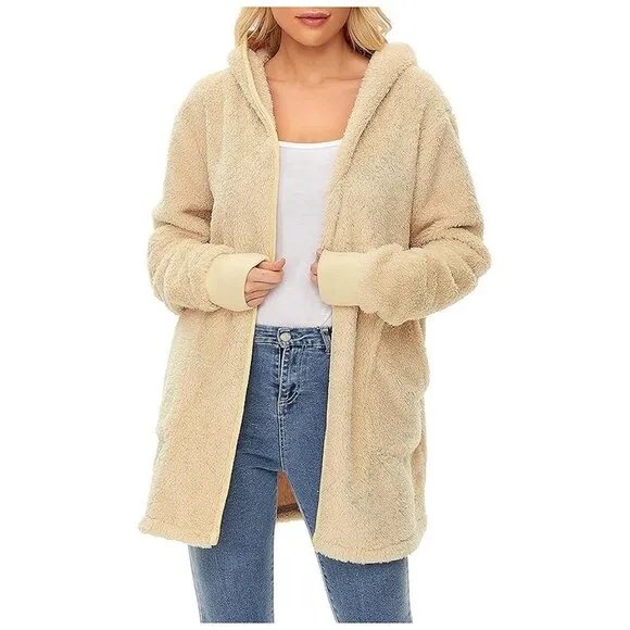 Women's Fuzzy Hoodies Sport Pullover Hoodie Z Cardigan Khaki