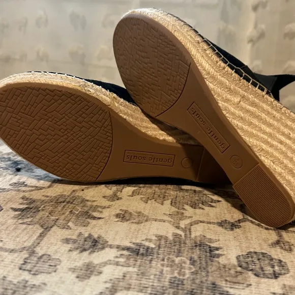 Women's Gentle Souls Wedge Sandals Size 8.5 Black Espadrille