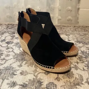 Women's Gentle Souls Wedge Sandals Size 8.5 Black Espadrille