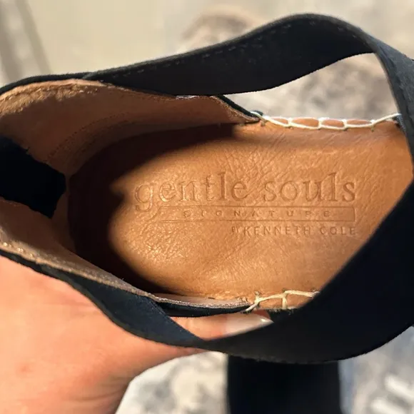 Women's Gentle Souls Wedge Sandals Size 8.5 Black Espadrille