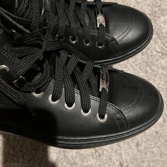 Women’s Jimmy Choo Colt Star Studdedd Leather High Top Tennis Shoes