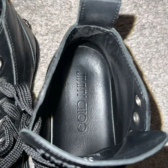 Women’s Jimmy Choo Colt Star Studdedd Leather High Top Tennis Shoes