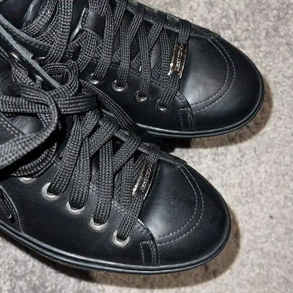 Women’s Jimmy Choo Colt Star Studdedd Leather High Top Tennis Shoes