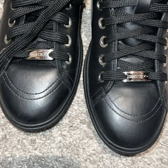 Women’s Jimmy Choo Colt Star Studdedd Leather High Top Tennis Shoes