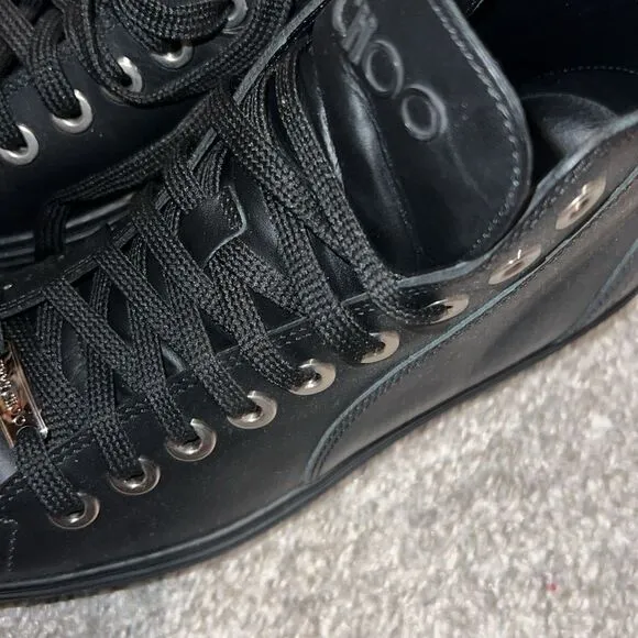 Women’s Jimmy Choo Colt Star Studdedd Leather High Top Tennis Shoes
