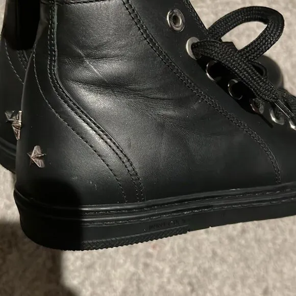 Women’s Jimmy Choo Colt Star Studdedd Leather High Top Tennis Shoes