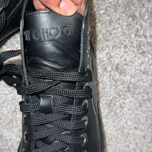 Women’s Jimmy Choo Colt Star Studdedd Leather High Top Tennis Shoes
