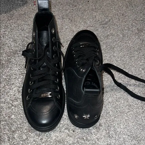 Women’s Jimmy Choo Colt Star Studdedd Leather High Top Tennis Shoes